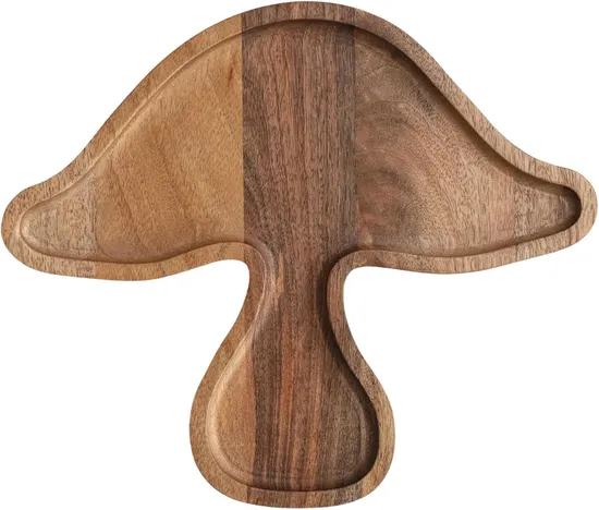 Leaf Shape Divided Acacia Wood Portion Serving Plate for Dried Fruits / Snack