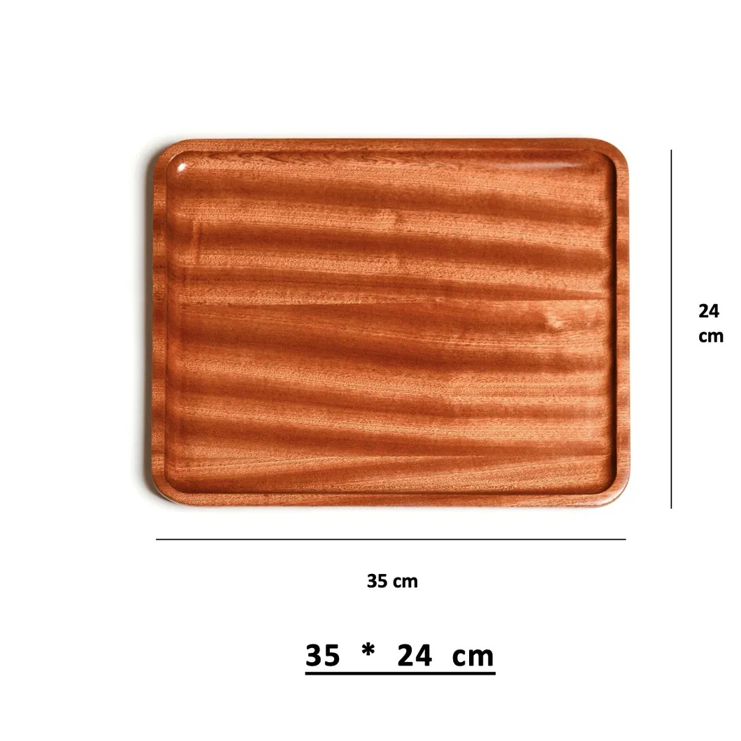 Household Tableware Rectangular Ebony Wooden Serving Tray Set for Tea / Steak