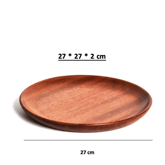 Round Wooden Dinner Plates Set for Discs, Dried Fruit, Dessert, Snack