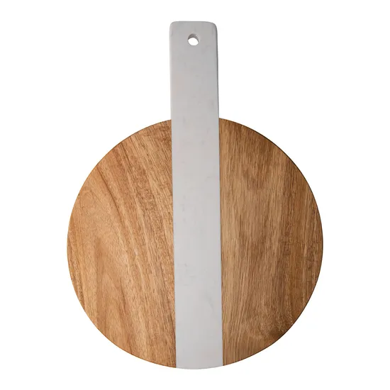 10 - Inch Round Wood and Marble Charcuterie Serving and Cutting Board