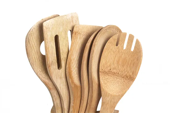Natural Living Bamboo Kitchen Utensil Set with Holder