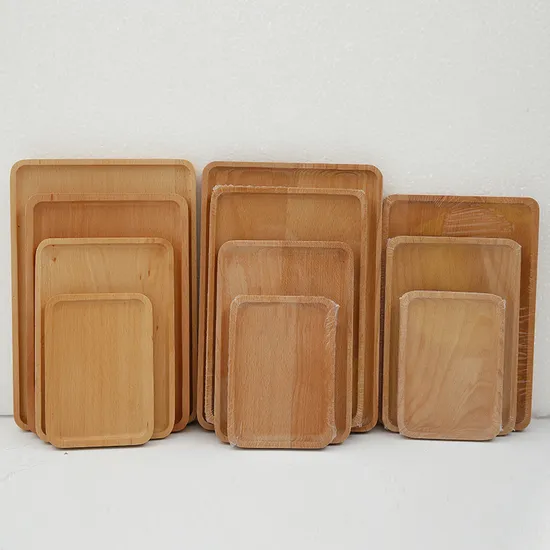 Heavy Duty Decorative Round Beech Wood Dessert and Dinner Plate Set
