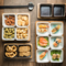 Bamboo Serving Tray with 6 -Compartments Ceramic Serve Bowl Dishes