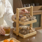 2-Layer Bamboo Dessert Fruit Tray with Handle and 8 PCS Ceramic Bowls