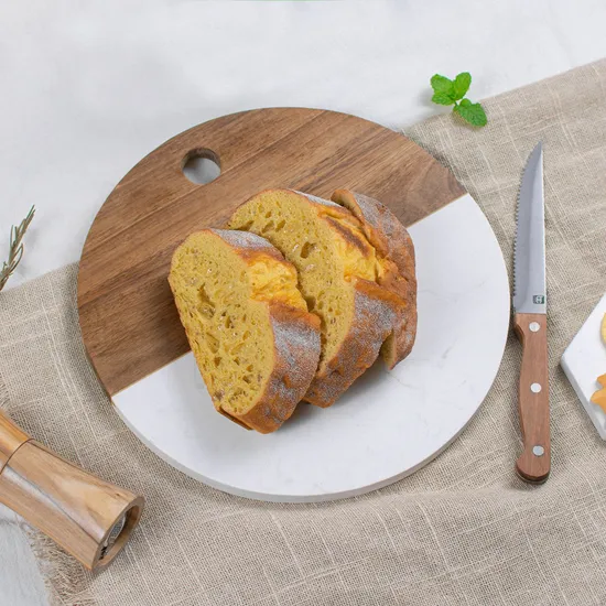 White Marble and Acacia Wood Cutting and Chopping Board for Cheese and Charcuterie