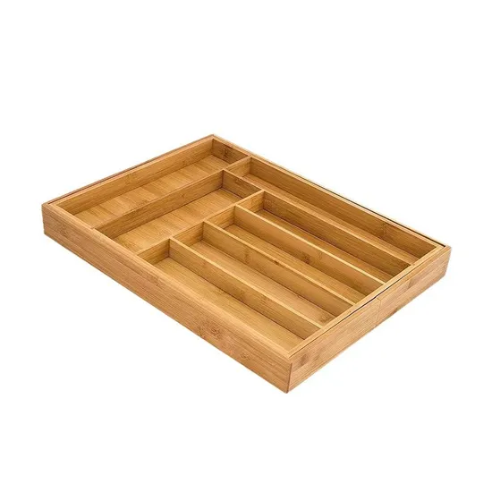 Expandable Bamboo Cutlery Tray Drawer Divider Organizer