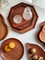 8 - Inch Petal - Shaped Ebony Wooden Dinner, Fruit, Bread, Dessert Plates Set