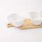 Bamboo Wood Tray Fruits Condiments Appetizer Tray and Desserts Serving Tray with 3 White Ceramic Bowls