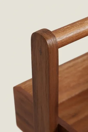 Versatile 4-Tier Floor Standing Acacia Wood Storage Rack for Bathroom and Living Room