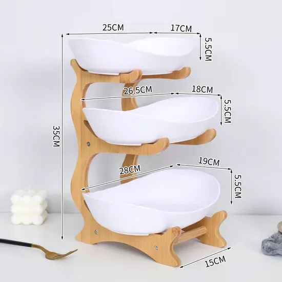 Bamboo Storage Basket with Display Shelf for Fruit, Candy, Bread