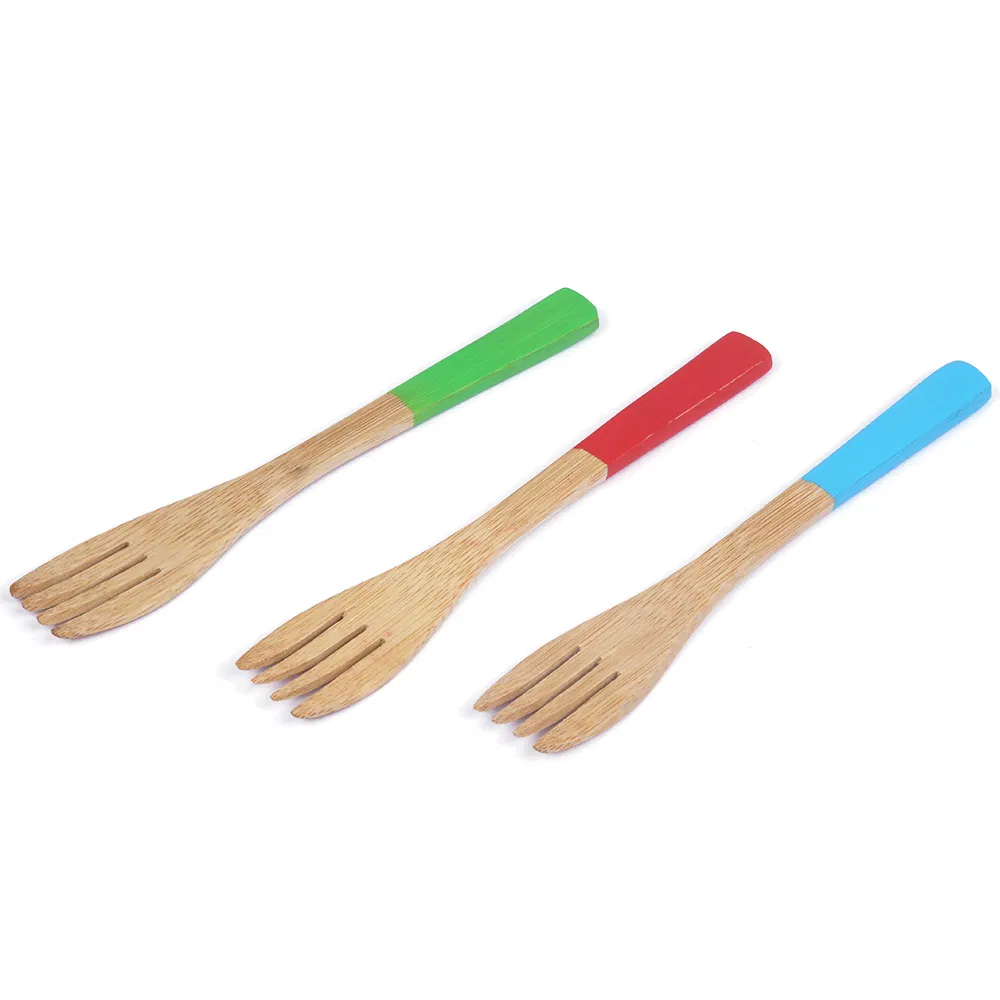Bamboo Baby Camping Fork with Colorful Handle