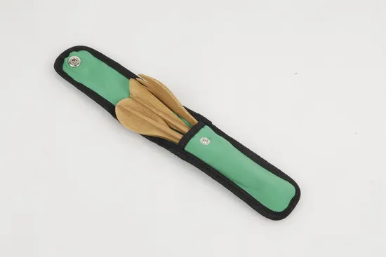 Lightweight Bamboo Fork Knife Spoon Chopstick with Travel Pouch