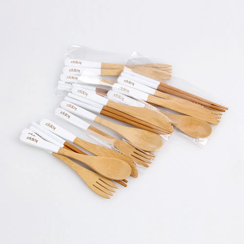 Red Color Bamboo Flatware Cutlery Set to Go