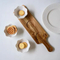 Long Acacia Wood Serving Platter with 3 Sauce Snack Dish