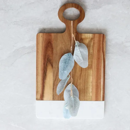 Well - Constructed Marble Wood Cheese and Snack Board with Handle