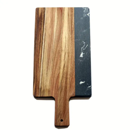 Oval Shape Modern White Marble and Wood Chopping Board