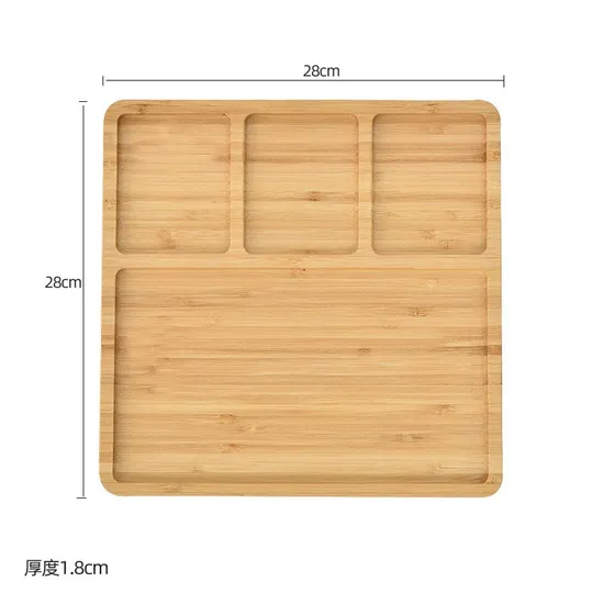 4 Divided Bamboo Dinner Plate for Snack Characuterie
