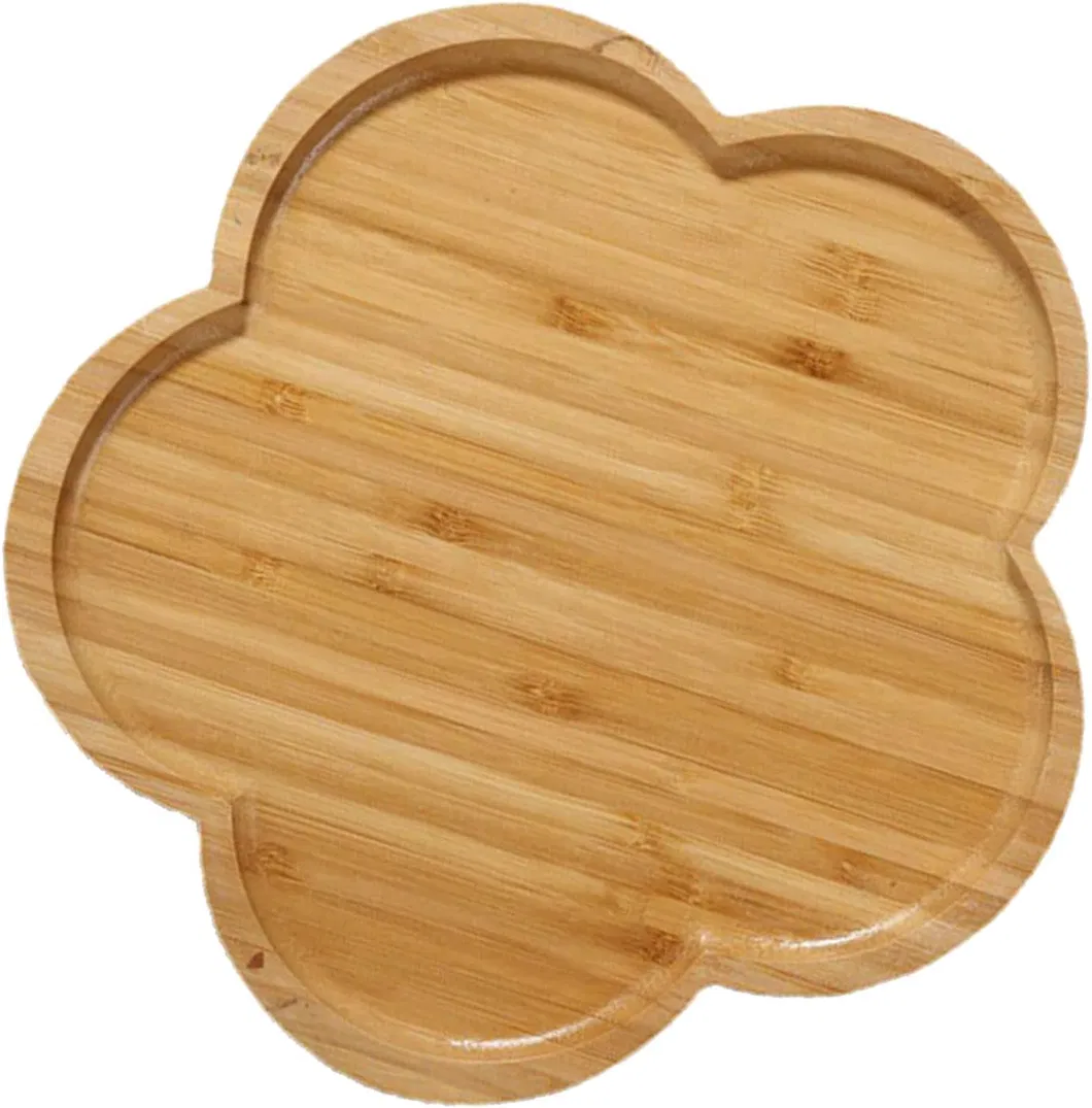 Flower Shaped Bamboo Serving Tray Dessert Plate for Steak /Fish /Appetizer