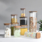 Manufacture Glass Storage Containers Clear Glass Food Canister with Airtight Bamboo Lid
