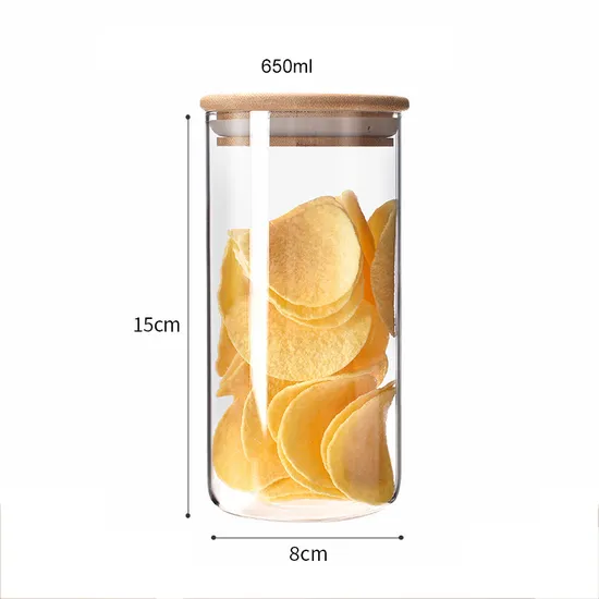 Kitchen Canisters Glass Food Storage Jars with Bamboo Wooden Lids for Sugar Candy Containers Set