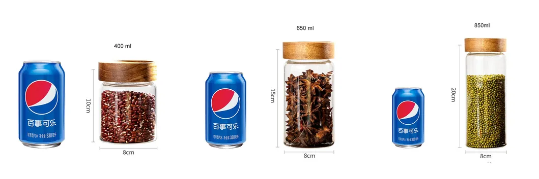 Kitchen Suppliers Custom Glass Bottle Storage Jar with Acacaia Wood Lid