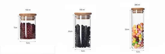Wholesale Borosilicate Glass Jar with Bamboo Wood Lid for Coffee Candy Tea Nuts Storage