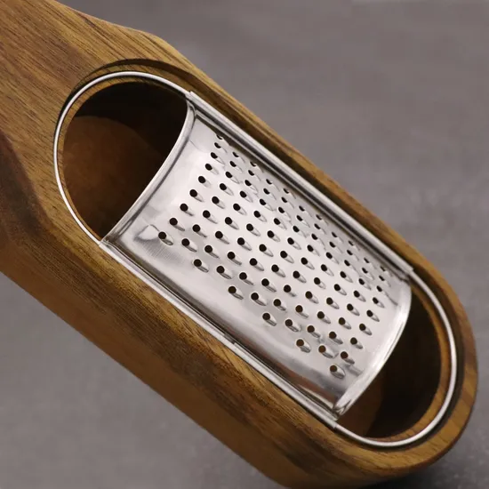 Stainless Steel Cheese Grater with Wooden Box for Cheese, Onion, Garlic, Ginger