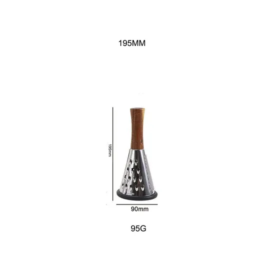 Cone Shape Stainless Steel Cheese Grater with Wooden Handle for Shaving Cheese Fruits Vegetables