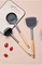 Food Grade Heat Resistant Silicone Kitchen Utensils Frying Cooking Shovel with Wooden Handle