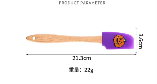 Wholesale Halloween Style Printed Silicone Cake and Cream Baking Spatula with Wooden Handle