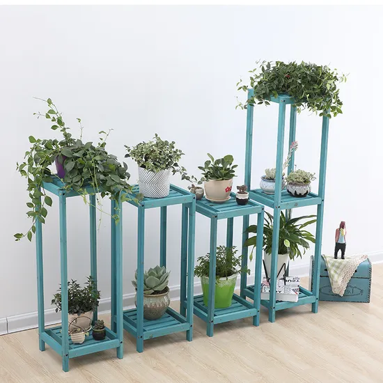 Three - Layer or Tour - Layer Square Wooden Flower Display Rack for Living Room