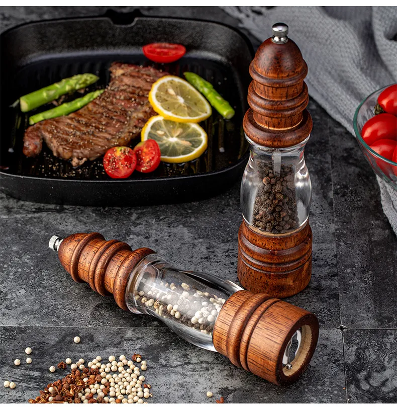 Lighthouse - Shaped Versatile Solid Wood Manual Pepper Grinder Pepper Mill for Home