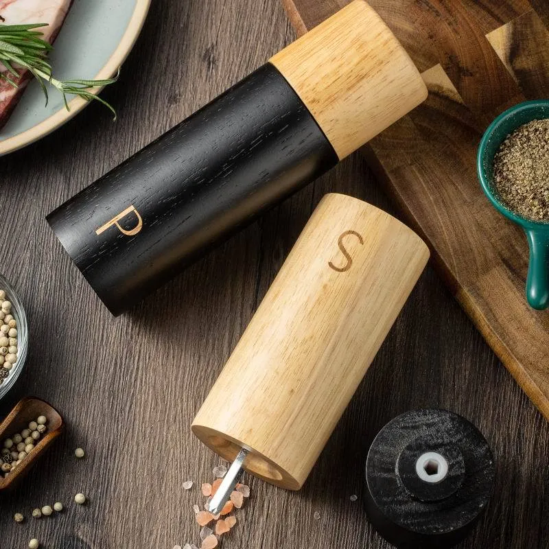 6-Inch Rubber Wood Manual Pepper Mill Spice Grinder