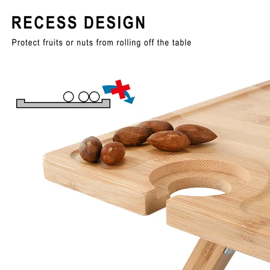 Outdoor Portable Bamboo Beach Snack Tray Wine Picnic Table for Camping