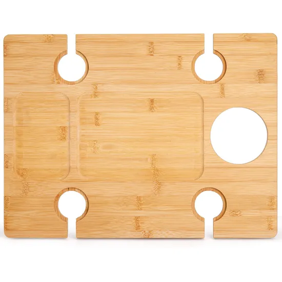 Foldable Rectangle Bamboo Wine Table Picnic Table for Outdoor