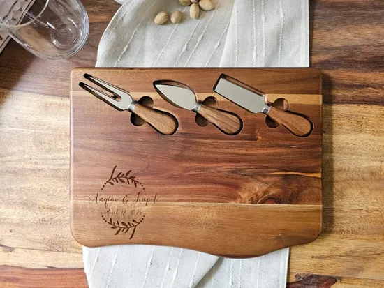 19X11.5 Inch Large Divided Wood Charcuterie Board Snack Plates Serving Tray with Handles for Party