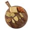 Round Shape Acacia Wood Charcuterie Appetizer Cheese Serving Board with Handles and Knives