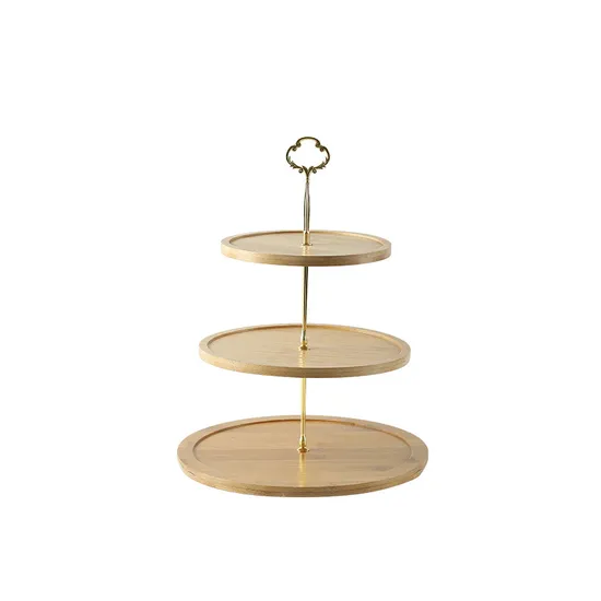 Space-Saving 3-Tier Bamboo Cake Stand with Detachable Legs for Traveling Bakers