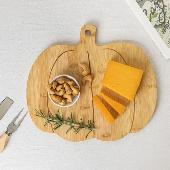 Pumpkin Shaped Bamboo Serving Board Cutting Board for Cheese / Appetizer