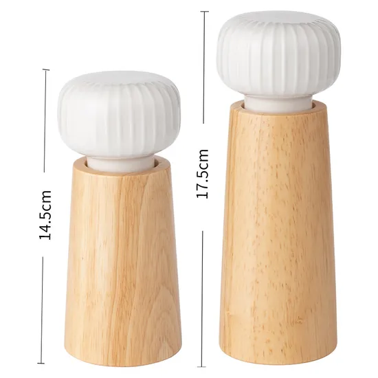 Nordic Danish Ceramic and Beech Wood Pepper Grinder Salt Grinding Bottle Pepper Mill