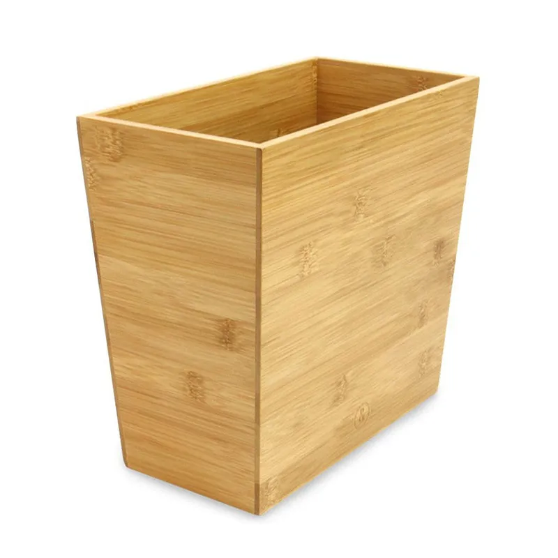Rectangular Open Bamboo Trash Can Waster Basket for Home