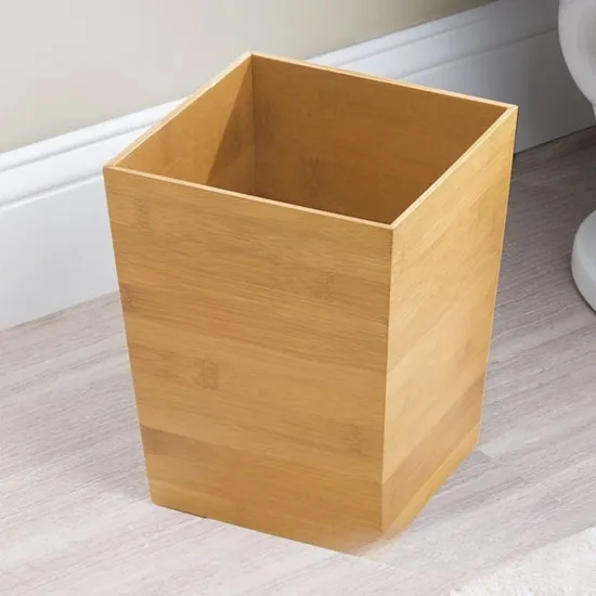 Creative Square Bamboo Trash Can /Office Wastebasket / Living Room and Bathroom Trash Can