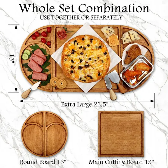 Eco-Friendly Acacia Wood Cheese Serving Tray for Entertaining
