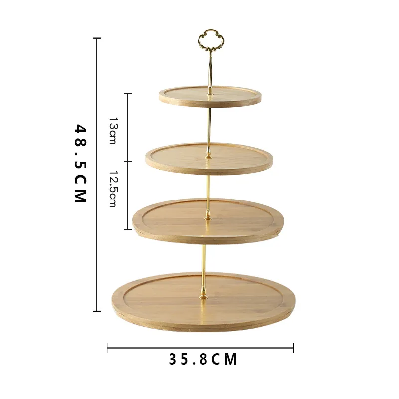 Child-Safe Bamboo 4-Tier Cake Stand with Rounded Edges for Wedding / Party