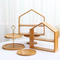 Manufacture House Shape 2 Tier Wood Cup Cake Stand Bamboo Cake Rack for Dessert