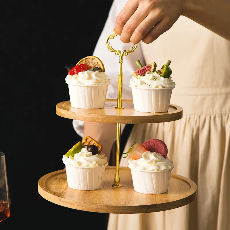 Removable 3-Tier Bamboo Cake Stand with Non-Slip Base for Professional Pastry Display