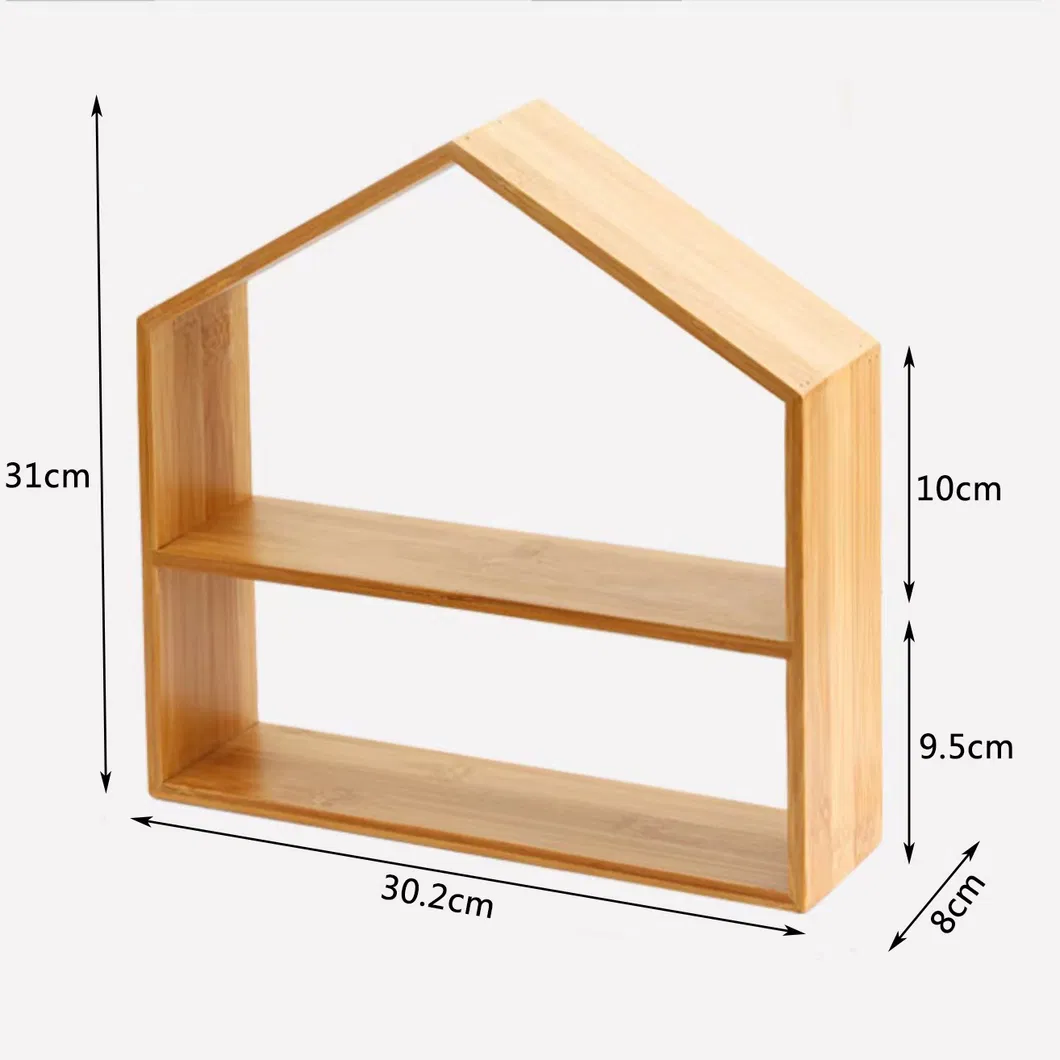 Manufacture House Shape 2 Tier Wood Cup Cake Stand Bamboo Cake Rack for Dessert