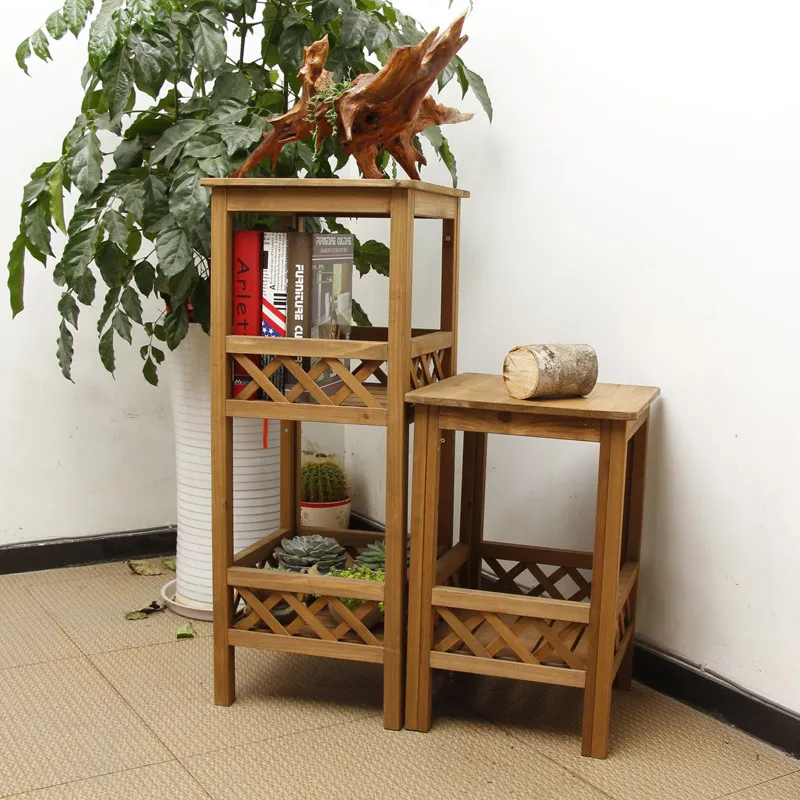 Multi-Layer Storage Garden Holder Display Shelf Wooden Plant Stand for Balcony Corridor Garden