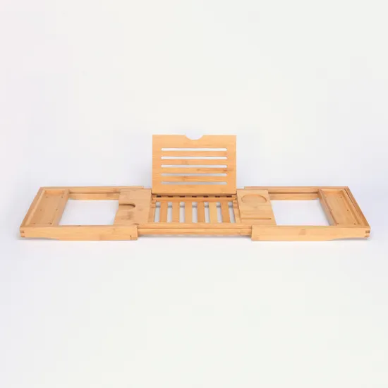 Luxury Expandable Bamboo Bathtub Caddy Tray Bath Caddy Tray
