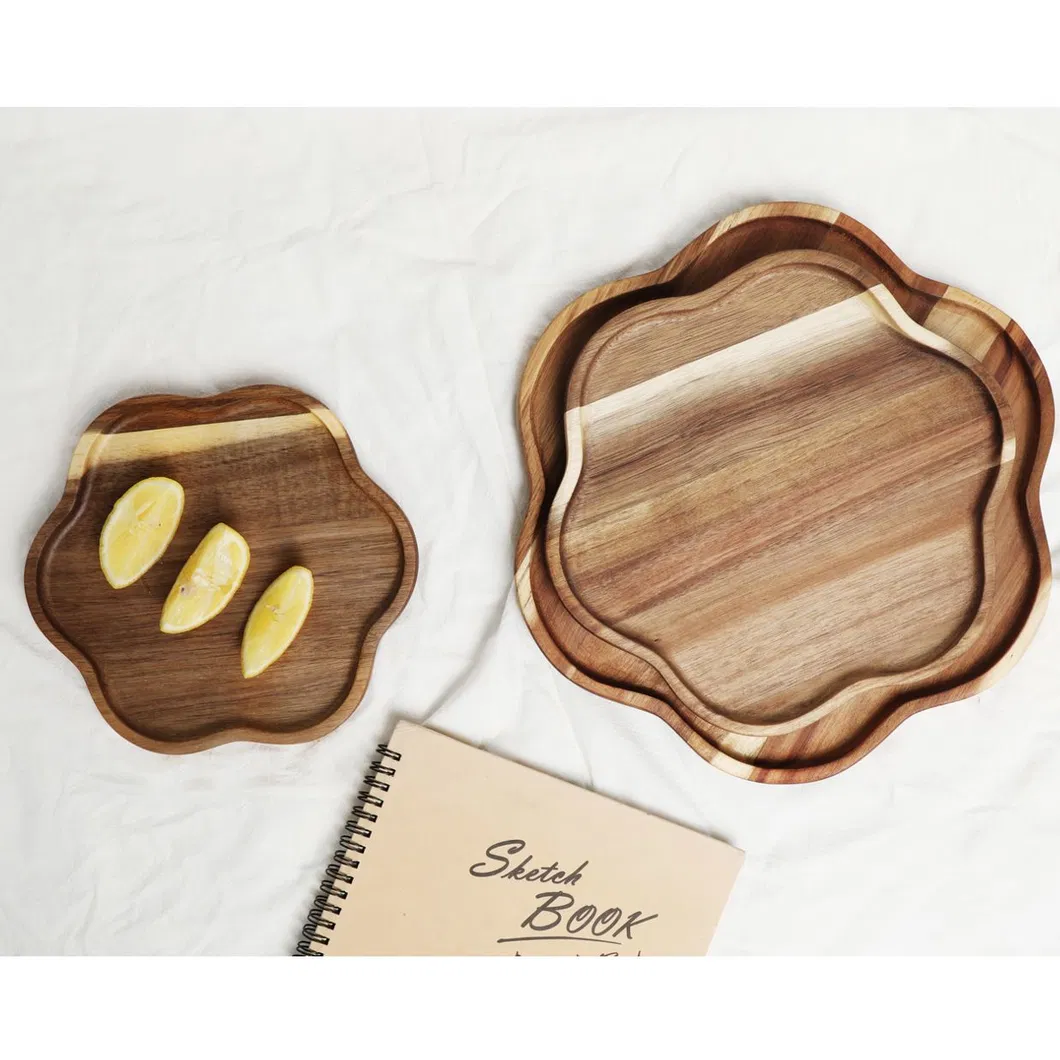 Heat Resistant Insulated Acacia Wood Kitchen Tray Serving Plates